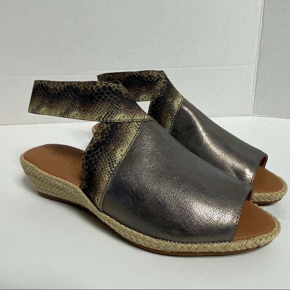 Kenneth Cole Gunmetal/Snakeskin Espadille Sandals